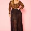 Plus Size Houndstooth Plaid Bodysuit & Tulle Skirt Set