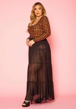Plus Size Houndstooth Plaid Bodysuit & Tulle Skirt Set 7 Plus Size Houndstooth Plaid Bodysuit & Tulle Skirt Set -Asoph Sales Shop 2021340 001 2