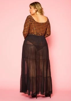 Plus Size Houndstooth Plaid Bodysuit & Tulle Skirt Set 8 Plus Size Houndstooth Plaid Bodysuit & Tulle Skirt Set -Asoph Sales Shop 2021340 001 3