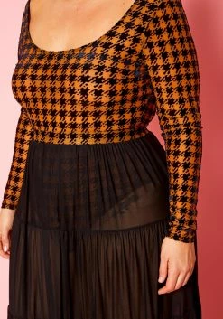 Plus Size Houndstooth Plaid Bodysuit & Tulle Skirt Set 9 Plus Size Houndstooth Plaid Bodysuit & Tulle Skirt Set -Asoph Sales Shop 2021340 001 4
