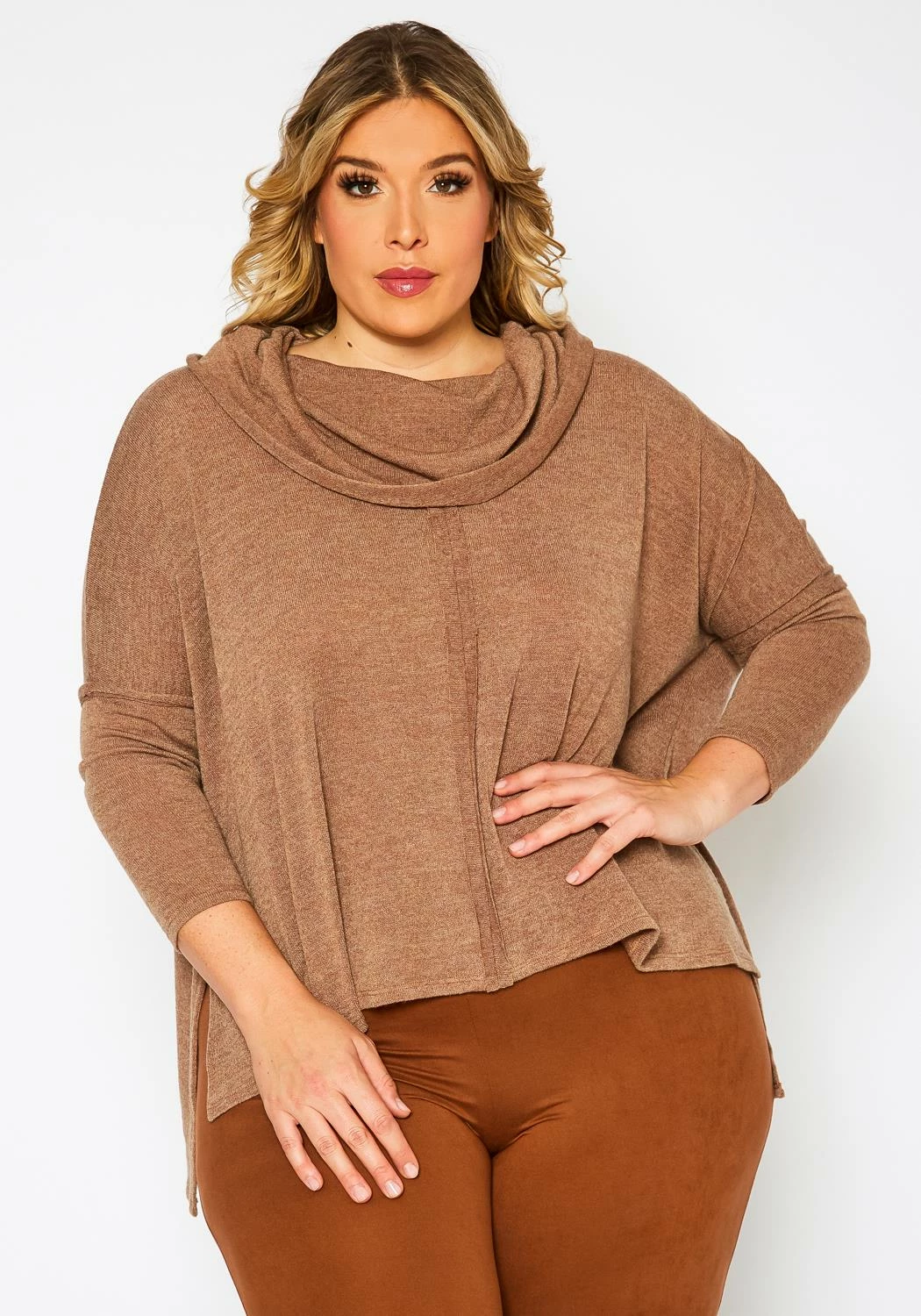 Plus Size Funnel Neck Sweater Top 1 Plus Size Funnel Neck Sweater Top