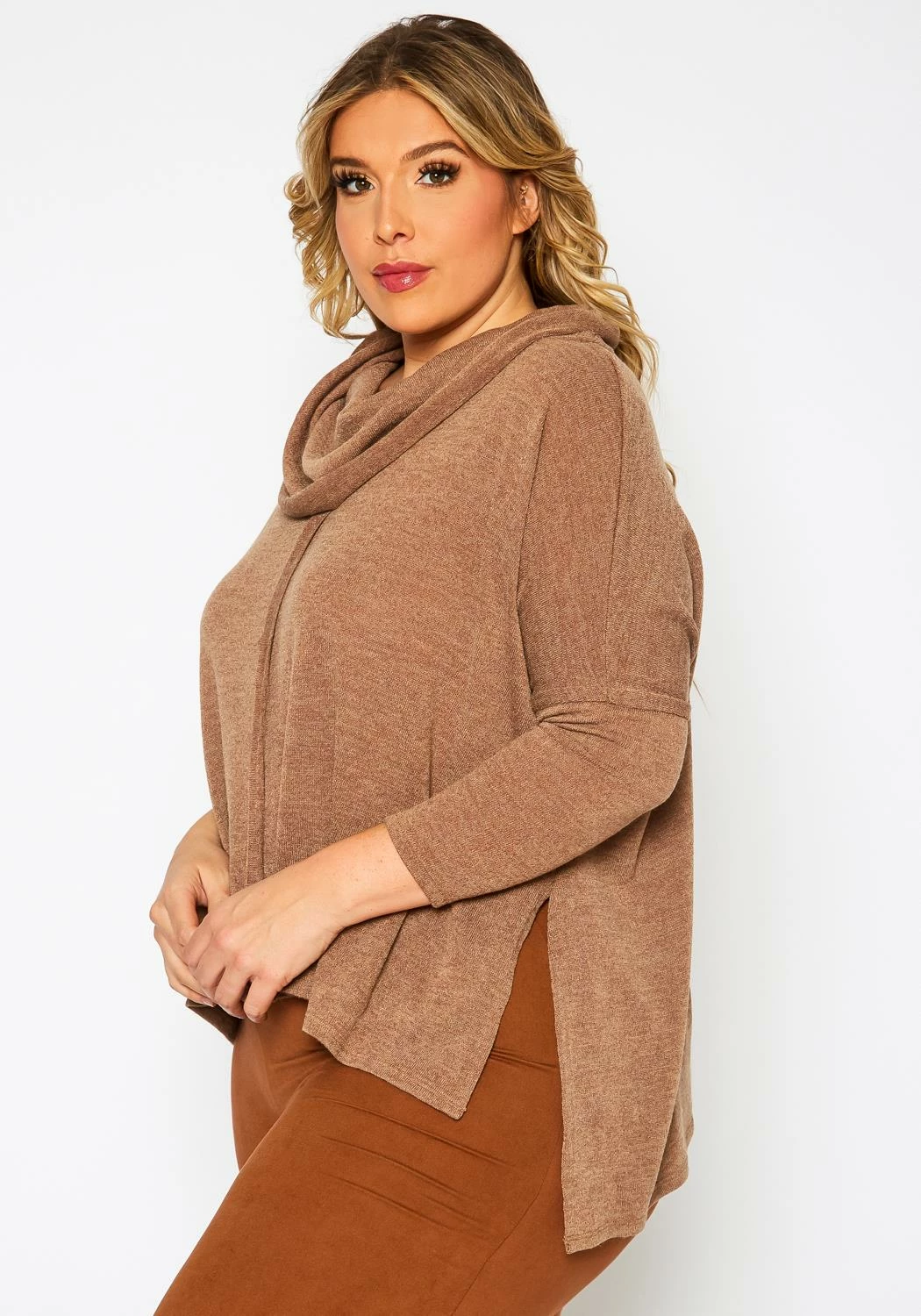 Plus Size Funnel Neck Sweater Top 3 Plus Size Funnel Neck Sweater Top - Image 3