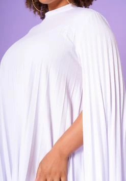 Plus Size Pleated Cape Sleeve Dress -Asoph Sales Shop 2021351 004 6