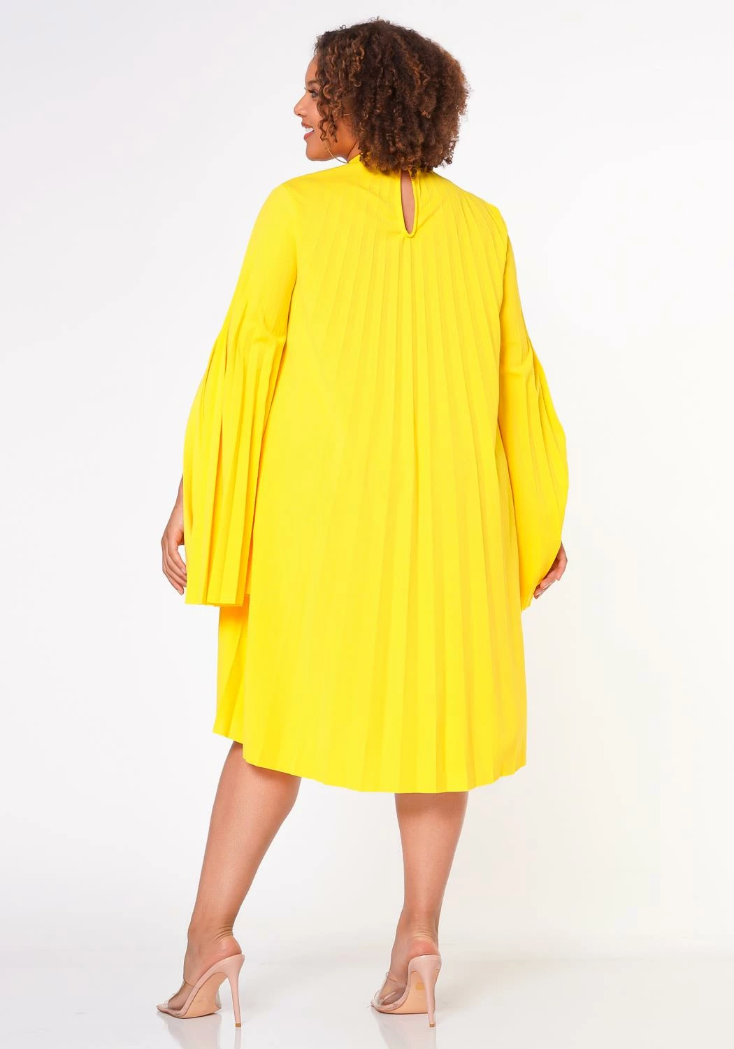 Plus Size Pleated Cape Sleeve Dress 4 Plus Size Pleated Cape Sleeve Dress - Image 4