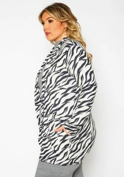 Plus Size Zebra Print Open Front Cardigan -Asoph Sales Shop 2021360 001 2