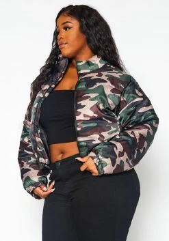 Plus Size Camo Print High Neck Puffer Jacket -Asoph Sales Shop 2021362 001 4