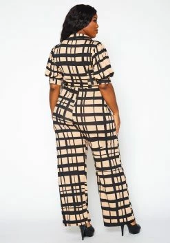 Plus Size Gridline Plaid Print Jumpsuit -Asoph Sales Shop 2021367 001 4