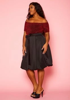 Plus Size Embellished Fit & Flare Dress -Asoph Sales Shop 2021371 001 2