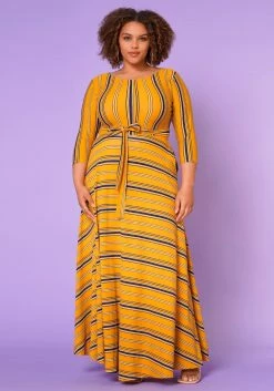 Plus Size Multi Striped Fit & Flare Maxi Dress -Asoph Sales Shop 2021372 004 2