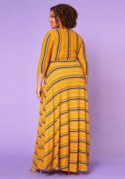 Plus Size Multi Striped Fit & Flare Maxi Dress -Asoph Sales Shop 2021372 004 5