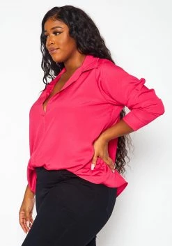 Plus Size Solid Collar Neck Shirt -Asoph Sales Shop 2021374 003 4