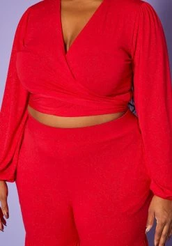 Plus Size Wrap Crop Top & Bell Flare Pants -Asoph Sales Shop 2021375 002 5