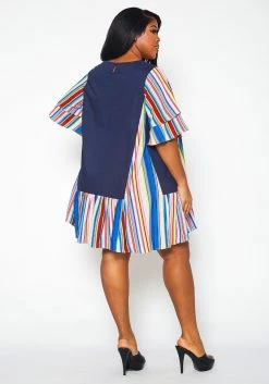 Plus Size Multi Striped Tunic Dress -Asoph Sales Shop 2021381 001 4