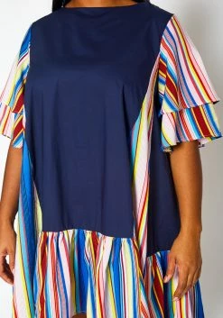 Plus Size Multi Striped Tunic Dress -Asoph Sales Shop 2021381 001 5
