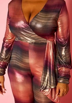 Plus Size Gradient Pattern Metallic Jumpsuit -Asoph Sales Shop 2021389 001 5