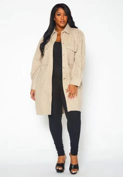 Plus Size Warm Wool Knit Coat