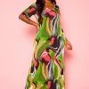 Plus Size Abstract Print Maxi Dress