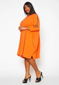 Plus Size Solid Short Sleeve Tunic Dress -Asoph Sales Shop 2021409 001 4