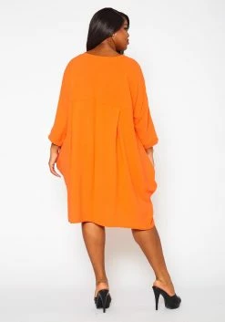 Plus Size Solid Short Sleeve Tunic Dress -Asoph Sales Shop 2021409 001 5