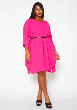 Plus Size Solid Short Sleeve Tunic Dress -Asoph Sales Shop 2021409 002 5