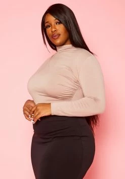 Plus Size High Neck Long Sleeve Bodysuit 7 Plus Size High Neck Long Sleeve Bodysuit -Asoph Sales Shop 2021411 003 3