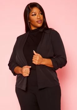 Plus Size Open Front Fitted Blazer -Asoph Sales Shop 2021416 001 1