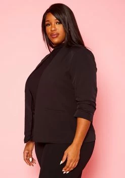 Plus Size Open Front Fitted Blazer -Asoph Sales Shop 2021416 001 3