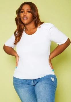 Plus Size Solid Fitted Blouse -Asoph Sales Shop 2021418 002 3