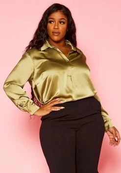 Plus Size Classic Collar Satin Blouse 7 Plus Size Classic Collar Satin Blouse -Asoph Sales Shop 2021426 002 4