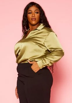 Plus Size Classic Collar Satin Blouse 8 Plus Size Classic Collar Satin Blouse -Asoph Sales Shop 2021426 002 5
