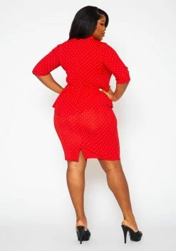 Plus Size Polka Dot Print Peplum Mini Dress -Asoph Sales Shop 2022396 003 4