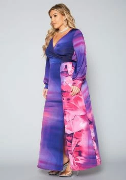 Plus Size Rose Gradient Print Fit & Flare Maxi Dress -Asoph Sales Shop 2022397 001 3