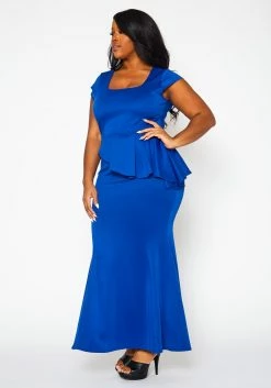Plus Size Asymmetric Peplum Mermaid Hem Gown -Asoph Sales Shop 2022398 001 3