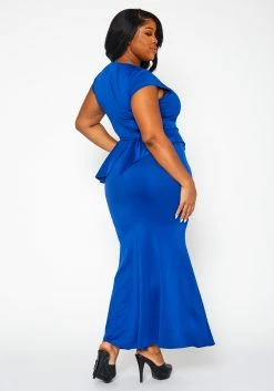 Plus Size Asymmetric Peplum Mermaid Hem Gown -Asoph Sales Shop 2022398 001 4
