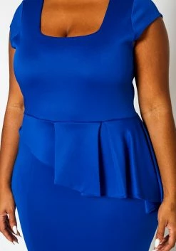 Plus Size Asymmetric Peplum Mermaid Hem Gown -Asoph Sales Shop 2022398 001 5