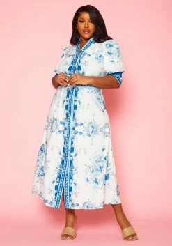 Plus Size Oriental Floral Print Maxi Dress -Asoph Sales Shop 2022402 001 2