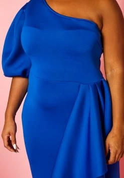 Plus Size One Sleeve Drape Front Gown -Asoph Sales Shop 2022410 002 4