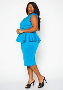 Plus Size Sleeveless V Neck Peplum Dress -Asoph Sales Shop 2022411 003 3