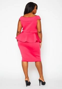 Plus Size Sleeveless V Neck Peplum Dress -Asoph Sales Shop 2022411 004 4