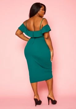 Plus Size Off Shoulder Drape Front Cocktail Dress -Asoph Sales Shop 2022414 002 4