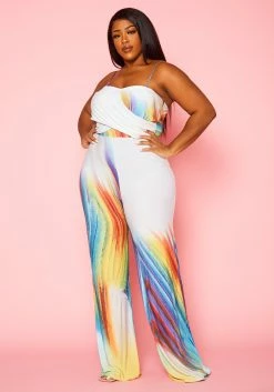 Plus Size Abstract Pattern Cami Jumpsuit