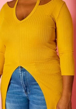 Plus Size Split Hem Longline Top -Asoph Sales Shop 2022436 002 4