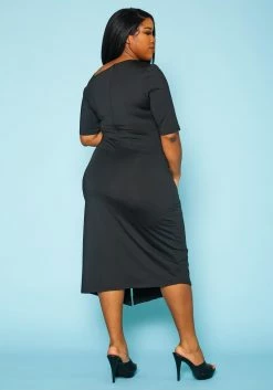 Plus Size Safety Pin Front Slit Bodycon Dress -Asoph Sales Shop 2022438 001 4