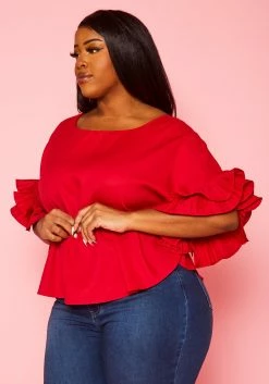 Plus Size Accordion Sleeve Blouse -Asoph Sales Shop 2022450 002 3
