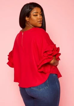 Plus Size Accordion Sleeve Blouse -Asoph Sales Shop 2022450 002 4