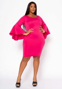 Plus Size Angel Sleeve Mini Dress