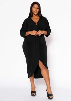 Plus Size Drape Front Cocktail Dress -Asoph Sales Shop 2022459 001 2