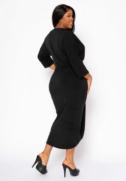 Plus Size Drape Front Cocktail Dress -Asoph Sales Shop 2022459 001 4