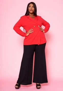 Plus Size Notch Collar Casual Blazer