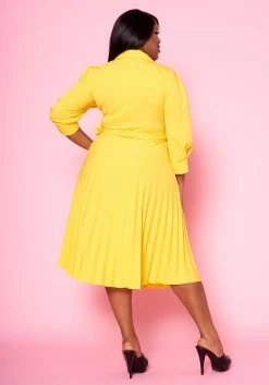 Plus Size Pleated Fit & Flare Midi Dress -Asoph Sales Shop 2022467 002 3
